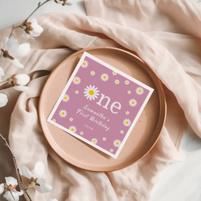 Guardanapo De Papel Chamomile Daisy Flower Elegante Aniversário Vermel (Criador carregado)