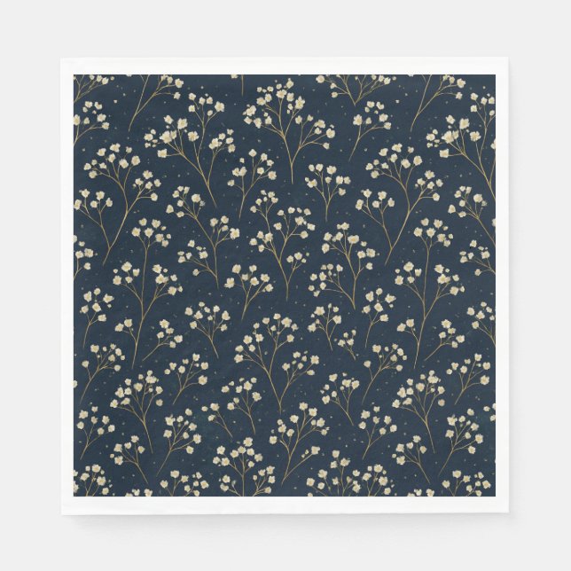 Guardanapo De Papel Champagne Baby's Breath Scatter Paper Napkin (Frente)