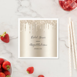 Guardanapo De Papel Champagne Brilho Gotejante Noivado Glam Moda