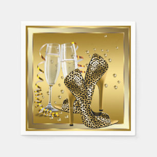 Guardanapo De Papel Champagne e Sapatos de Salto Alto