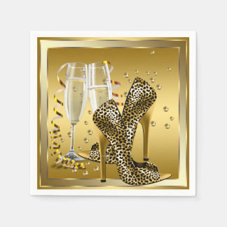 Guardanapo De Papel Champagne e Sapatos de Salto Alto