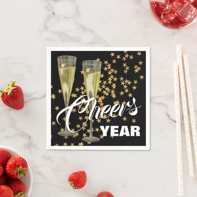 Guardanapo De Papel Champagne Flutes Custom Happy New Year (Insitu)