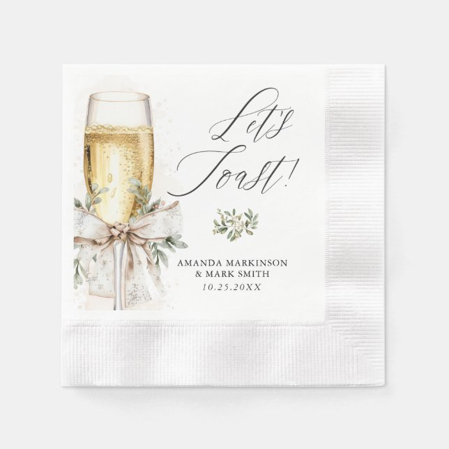 Guardanapo De Papel Champagne Let's Toast Winter Engagement (Frente)