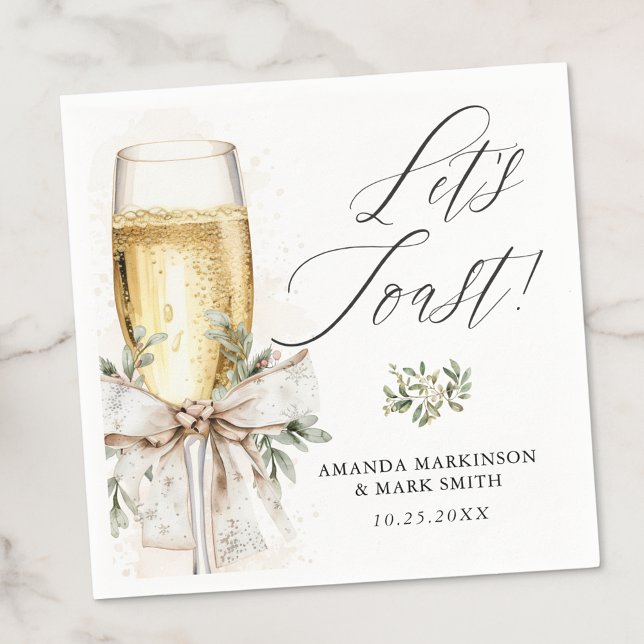 Guardanapo De Papel Champagne Let's Toast Winter Engagement (Criador carregado)