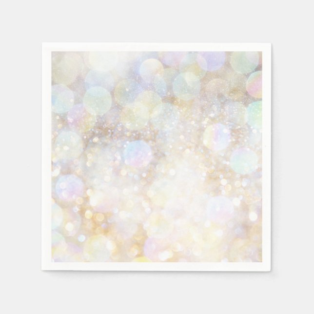 Guardanapo De Papel Champagne Rainbow Bokeh Glitter Festa de Glam (Frente)