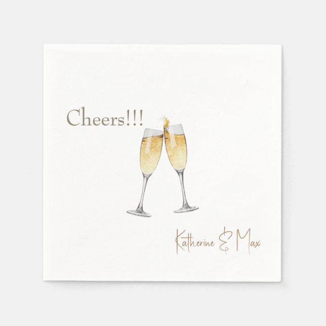 Guardanapo De Papel Champagne Toast Wedding Personalized Cocktail (Frente)