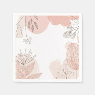 Guardanapo De Papel Champanhe - Cor-de-rosa - Floral Desenho Mão