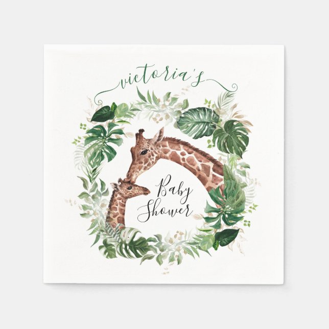 Guardanapo De Papel Chapas de papel para Chá de fraldas Girafa e Baby  (Frente)