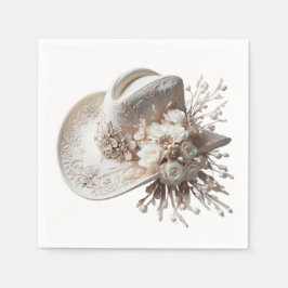 Guardanapo De Papel Chapéu branco com flores