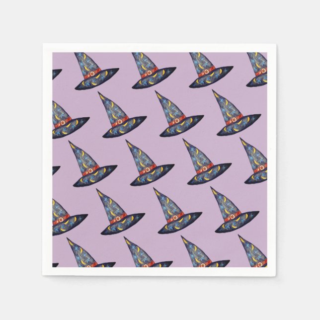 Guardanapo De Papel Chapéu de Bruxa Negra Desenhando Napkins (Frente)