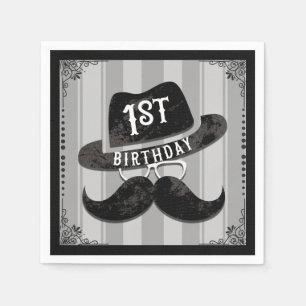 Guardanapo De Papel Chapéu de Óculos Bigode de Hipster 1º Aniversário 