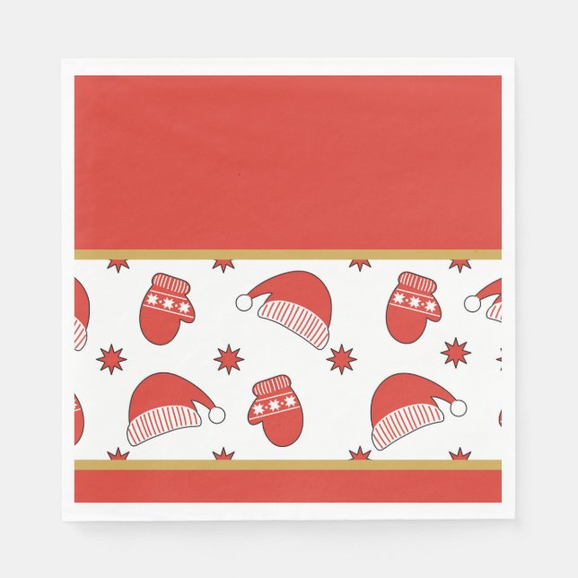 Guardanapo De Papel Chapéus de Natal e Mittens (Frente)