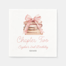 Guardanapo De Papel Chapter Two Pink Bow Books 2nd Birthday Party