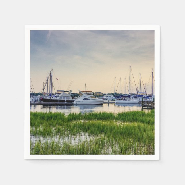 Guardanapo De Papel Charleston Harbor Boats Sunset (Frente)