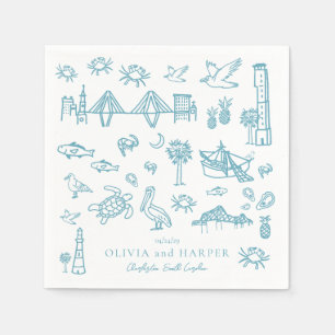 Guardanapo De Papel Charleston Toile em Blue Napkin