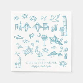 Guardanapo De Papel Charleston Toile em Blue Napkin