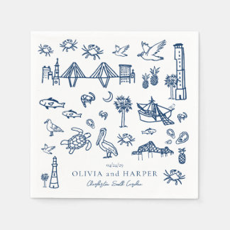 Guardanapo De Papel Charleston Toile em Marinho Blue Napkin