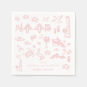 Guardanapo De Papel Charleston Toile em Napkin rosa