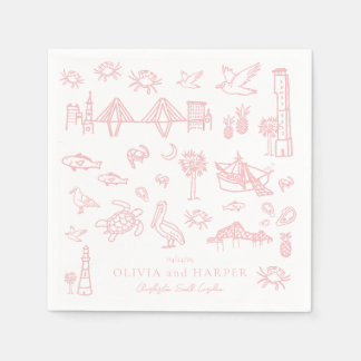 Guardanapo De Papel Charleston Toile em Napkin rosa