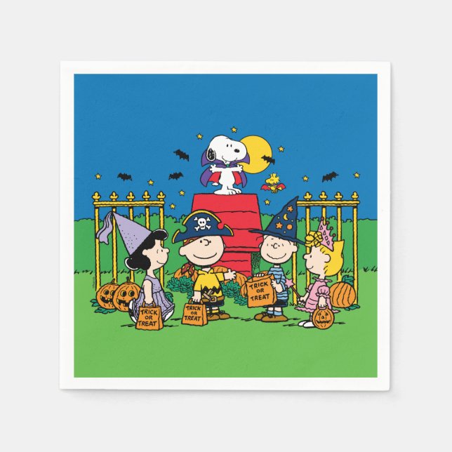 Guardanapo De Papel Charlie Brown e Gang Halloween Party (Frente)