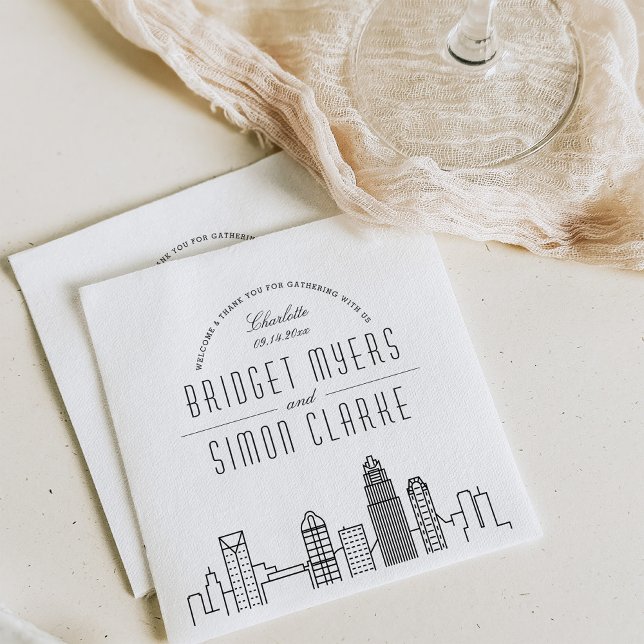 Guardanapo De Papel Charlotte Deco Skyline | Casamento Nápoles (Criador carregado)