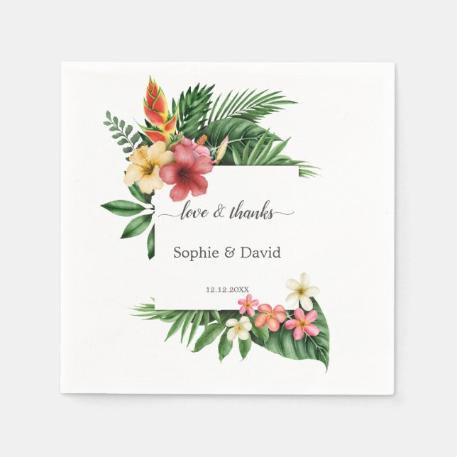 Guardanapo De Papel Charm Lush Tropical Garden Flowers Bloom Casamento (Frente)