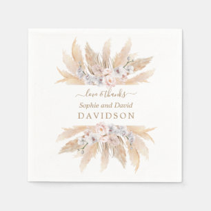 Guardanapo De Papel Charm White Roses Pampas Grass Wedkins