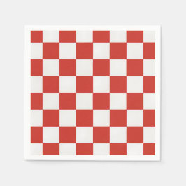 Guardanapo De Papel Charme Atemporal Vermelho e Branco Xadrez BBQ Aleg