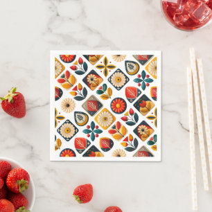 Guardanapo De Papel Charme de Mosaico Floral Retro Folk