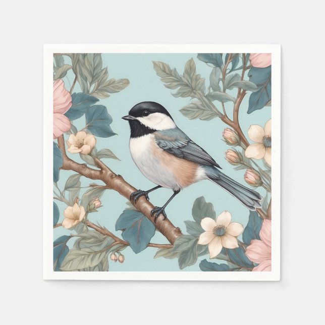 Guardanapo De Papel Charming Chickadee Bird (Frente)
