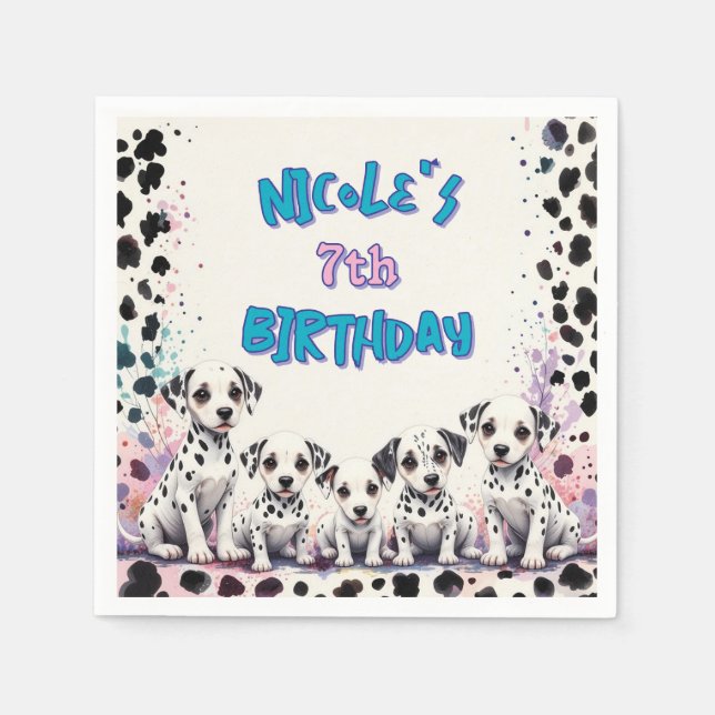 Guardanapo De Papel Charming Dalmatian Puppy Birthday  (Frente)