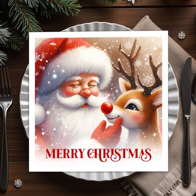 Guardanapo De Papel Charming Santa Claus Rudolph Holiday Party Dinner  (Charming Santa Claus Rudolph Holiday Party Dinner Napkins

)