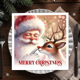 Guardanapo De Papel Charming Santa Rudolph Holiday Napkins Christmas