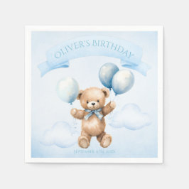 Guardanapo De Papel Charming Watercolor Teddy Bear First Birthday