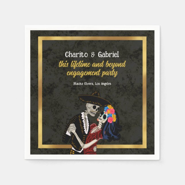 Guardanapo De Papel Charro e Catrina Sugar Skulls Black (Frente)