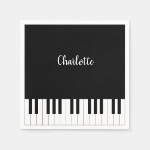 Guardanapo De Papel Chaves de Piano Pretas e Brancas com Nome Personal