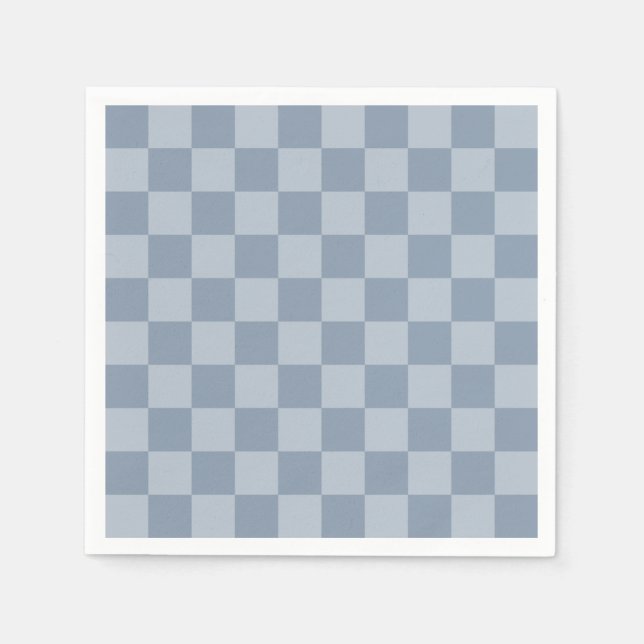 Guardanapo De Papel Checkerboard azul empoeirado (Frente)