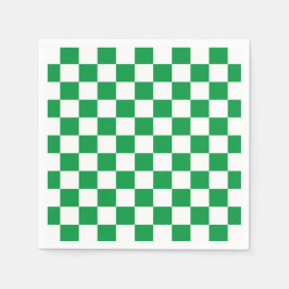 Guardanapo De Papel Checkerboard branco verde