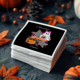 Guardanapo De Papel Checkered Ghost Halloween 1st Birthday