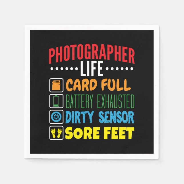 Guardanapo De Papel Checklist para a vida de fotógrafo engraçado (Frente)