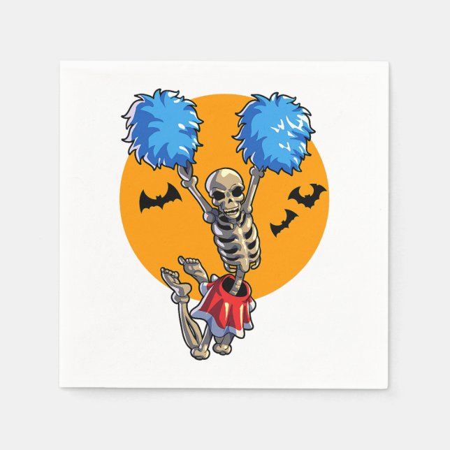 Guardanapo De Papel Cheerhead Skeleton Halloween Cheer Mãe Meninas Wo (Frente)