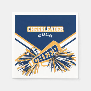 Guardanapo De Papel Cheerleader em Dourado, branco e azul