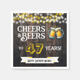 Guardanapo De Papel Cheers and Beers to 47 Years Rustic Birthday Party