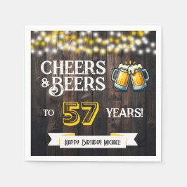Guardanapo De Papel Cheers and Beers to 57 Years Rustic Birthday Party