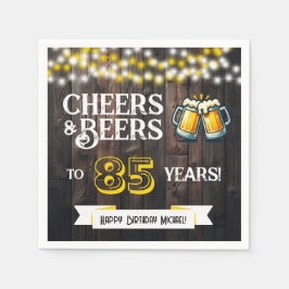 Guardanapo De Papel Cheers and Beers to 85 Years Rustic Birthday Party