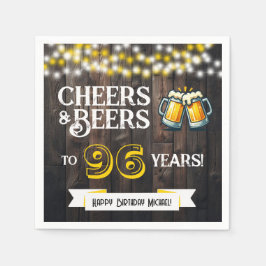 Guardanapo De Papel Cheers and Beers to 96 Years Rustic Birthday Party