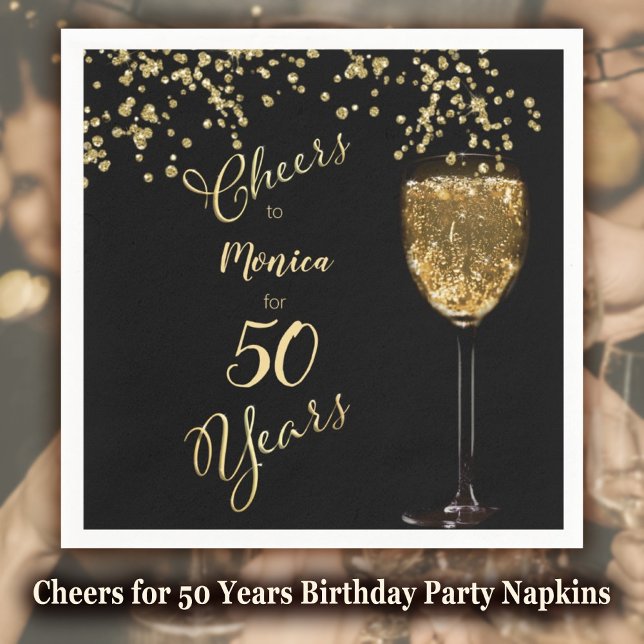 Guardanapo De Papel Cheers for 50 Years Birthday (Cheers for 50 Years Birthday Party Napkins - 50th Birthday - 50 geburtstag servietten)