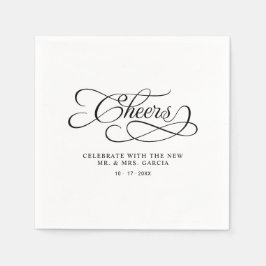 Guardanapo De Papel Cheers Mr & Mrs Elegant Wedding Calligraphy Black 
