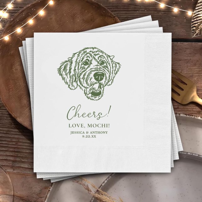 Guardanapo De Papel Cheers Pets Custom Hand Drawing Wedding (Criador carregado)