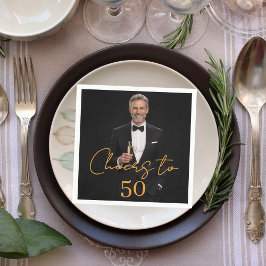 Guardanapo De Papel Cheers photo gold birthday party luncheon